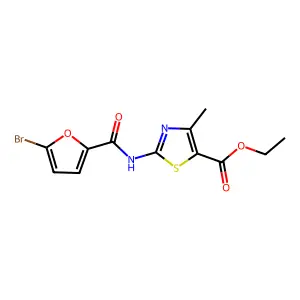Ethyl 2-[(5-bromofuran-2-carbonyl)amino]-4-methyl-1,3-thiazole-5-carboxylate structure