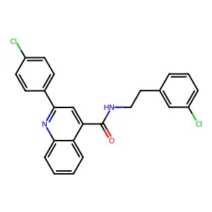 2-(4-chlorophenyl)-N-[2-(3-chlorophenyl)ethyl]quinoline-4-carboxamide structure