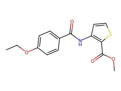 Methyl 3-{[(4-ethoxyphenyl)carbonyl]amino}thiophene-2-carboxylate structure