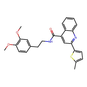 N-[2-(3,4-dimethoxyphenyl)ethyl]-2-(5-methylthiophen-2-yl)quinoline-4-carboxamide structure