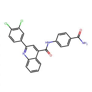 N-(4-carbamoylphenyl)-2-(3,4-dichlorophenyl)quinoline-4-carboxamide structure