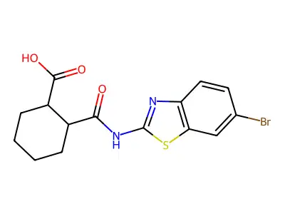 2-[(6-Bromo-1,3-benzothiazol-2-yl)carbamoyl]cyclohexanecarboxylic acid structure