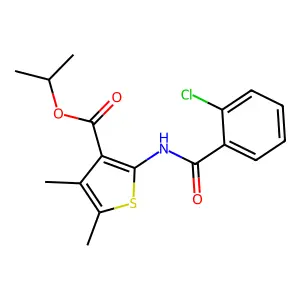 Propan-2-yl 2-[(2-chlorobenzoyl)amino]-4,5-dimethylthiophene-3-carboxylate structure