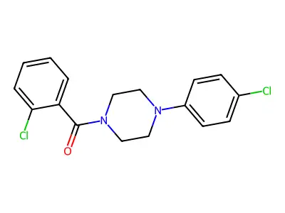 (2-Chlorophenyl)[4-(4-chlorophenyl)piperazino]methanone structure