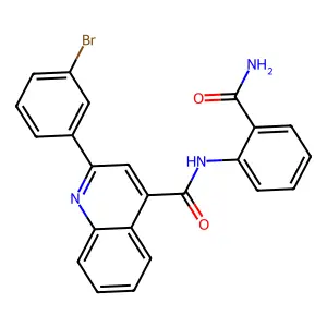 2-(3-bromophenyl)-N-(2-carbamoylphenyl)quinoline-4-carboxamide structure