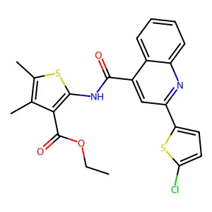 ethyl 2-({[2-(5-chloro-2-thienyl)-4-quinolinyl]carbonyl}amino)-4,5-dimethyl-3-thiophenecarboxylate structure