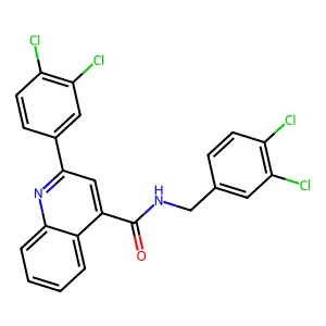 2-(3,4-dichlorophenyl)-N-[(3,4-dichlorophenyl)methyl]quinoline-4-carboxamide structure
