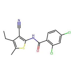 2,4-dichloro-N-(3-cyano-4-ethyl-5-methylthiophen-2-yl)benzamide structure