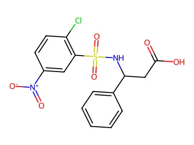 3-[(2-Chloro-5-nitrophenyl)sulfonylamino]-3-phenylpropanoic acid structure