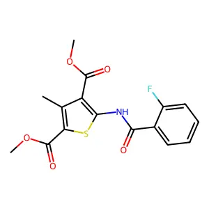 5-(2-Fluorobenzoylamino)-3-methylthiophene-2,4-dicarboxylic acid, dimethyl ester structure