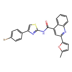 N-[4-(4-bromophenyl)-1,3-thiazol-2-yl]-2-(5-methylfuran-2-yl)quinoline-4-carboxamide structure