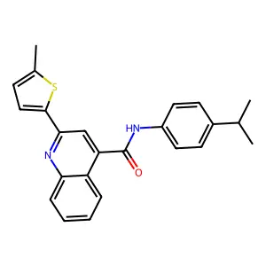 2-(5-methylthiophen-2-yl)-N-(4-propan-2-ylphenyl)quinoline-4-carboxamide structure