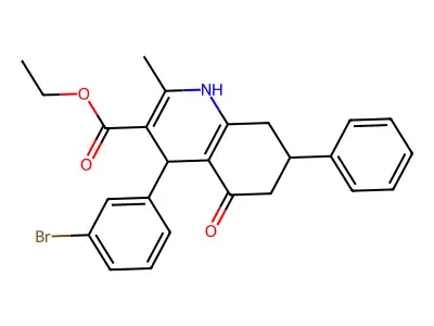 ethyl 4-(3-bromophenyl)-2-methyl-5-oxo-7-phenyl-1,4,5,6,7,8-hexahydroquinoline-3-carboxylate structure