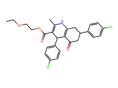 2-ethoxyethyl 4,7-bis(4-chlorophenyl)-2-methyl-5-oxo-1,4,5,6,7,8-hexahydroquinoline-3-carboxylate structure