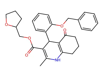 tetrahydrofuran-2-ylmethyl 4-[2-(benzyloxy)phenyl]-2-methyl-5-oxo-1,4,5,6,7,8-hexahydroquinoline-3-carboxylate structure