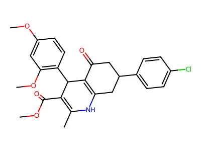 methyl 7-(4-chlorophenyl)-4-(2,4-dimethoxyphenyl)-2-methyl-5-oxo-1,4,5,6,7,8-hexahydroquinoline-3-carboxylate structure