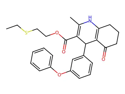2-(ethylsulfanyl)ethyl 2-methyl-5-oxo-4-(3-phenoxyphenyl)-1,4,5,6,7,8-hexahydroquinoline-3-carboxylate structure