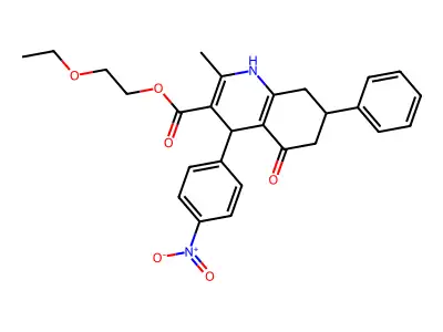 2-ethoxyethyl 2-methyl-4-(4-nitrophenyl)-5-oxo-7-phenyl-1,4,5,6,7,8-hexahydroquinoline-3-carboxylate structure