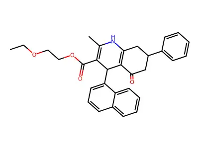 2-ethoxyethyl 2-methyl-4-(naphthalen-1-yl)-5-oxo-7-phenyl-1,4,5,6,7,8-hexahydroquinoline-3-carboxylate structure