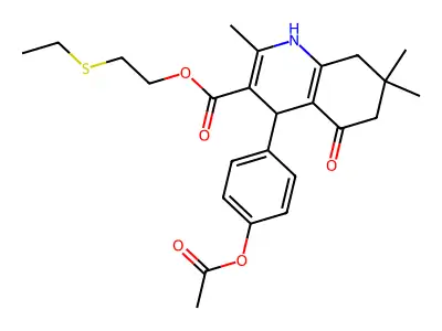 2-(ethylsulfanyl)ethyl 4-[4-(acetyloxy)phenyl]-2,7,7-trimethyl-5-oxo-1,4,5,6,7,8-hexahydroquinoline-3-carboxylate structure