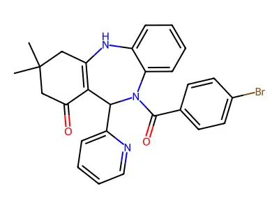 5-(4-bromobenzoyl)-9,9-dimethyl-6-pyridin-2-yl-6,8,10,11-tetrahydrobenzo[b][1,4]benzodiazepin-7-one structure