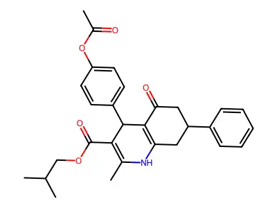 2-methylpropyl 4-[4-(acetyloxy)phenyl]-2-methyl-5-oxo-7-phenyl-1,4,5,6,7,8-hexahydroquinoline-3-carboxylate structure