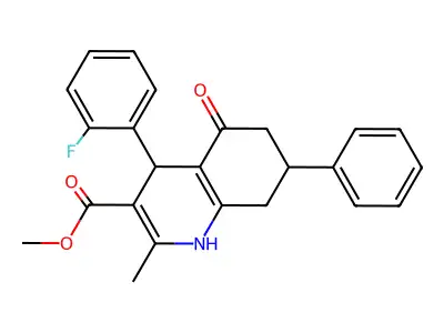 methyl 4-(2-fluorophenyl)-2-methyl-5-oxo-7-phenyl-1,4,5,6,7,8-hexahydroquinoline-3-carboxylate structure