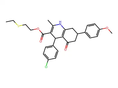 2-(ethylsulfanyl)ethyl 4-(4-chlorophenyl)-7-(4-methoxyphenyl)-2-methyl-5-oxo-1,4,5,6,7,8-hexahydroquinoline-3-carboxylate structure