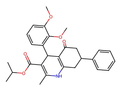 propan-2-yl 4-(2,3-dimethoxyphenyl)-2-methyl-5-oxo-7-phenyl-1,4,5,6,7,8-hexahydroquinoline-3-carboxylate structure