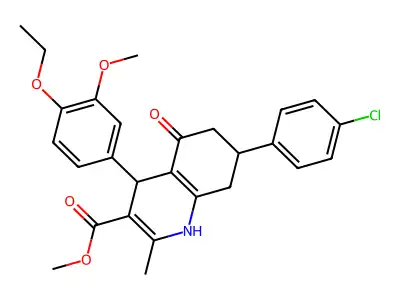 methyl 7-(4-chlorophenyl)-4-(4-ethoxy-3-methoxyphenyl)-2-methyl-5-oxo-1,4,5,6,7,8-hexahydroquinoline-3-carboxylate structure