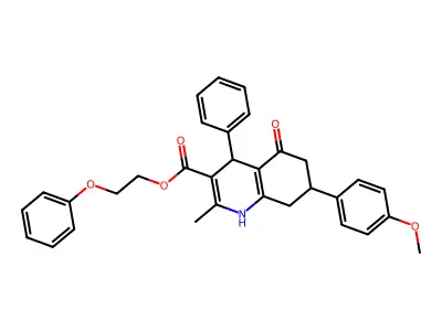 2-phenoxyethyl 7-(4-methoxyphenyl)-2-methyl-5-oxo-4-phenyl-1,4,5,6,7,8-hexahydroquinoline-3-carboxylate structure