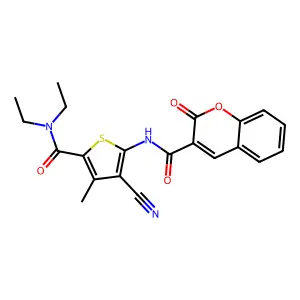 N-[3-cyano-5-(diethylcarbamoyl)-4-methylthiophen-2-yl]-2-oxo-2H-chromene-3-carboxamide structure