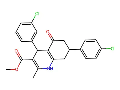 methyl 4-(3-chlorophenyl)-7-(4-chlorophenyl)-2-methyl-5-oxo-1,4,5,6,7,8-hexahydroquinoline-3-carboxylate structure
