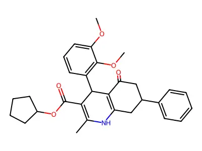 cyclopentyl 4-(2,3-dimethoxyphenyl)-2-methyl-5-oxo-7-phenyl-1,4,5,6,7,8-hexahydroquinoline-3-carboxylate structure