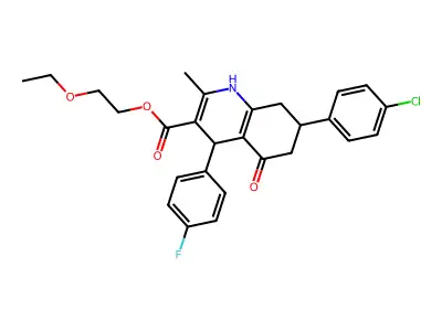 2-ethoxyethyl 7-(4-chlorophenyl)-4-(4-fluorophenyl)-2-methyl-5-oxo-1,4,5,6,7,8-hexahydroquinoline-3-carboxylate structure