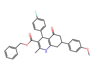 benzyl 4-(4-fluorophenyl)-7-(4-methoxyphenyl)-2-methyl-5-oxo-1,4,5,6,7,8-hexahydroquinoline-3-carboxylate structure