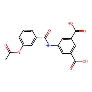 5-[(3-Acetyloxyphenyl)carbonylamino]benzene-1,3-dicarboxylic acid structure