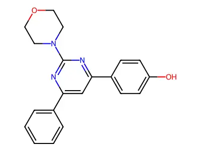 Phenol, 4-[2-(4-morpholinyl)-6-phenyl-4-pyrimidinyl]- structure