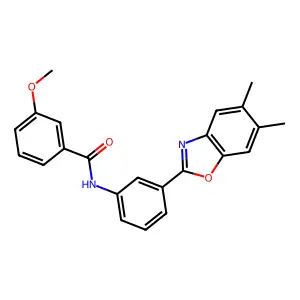 N-[3-(5,6-dimethyl-1,3-benzoxazol-2-yl)phenyl]-3-methoxybenzamide structure