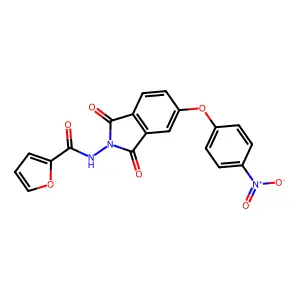 N-[5-(4-nitrophenoxy)-1,3-dioxoisoindol-2-yl]furan-2-carboxamide structure