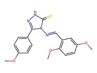 4-[(E)-(2,5-dimethoxyphenyl)methylideneamino]-3-(4-methoxyphenyl)-1H-1,2,4-triazole-5-thione structure