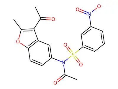 N-(3-acetyl-2-methylbenzofuran-5-yl)-N-((3-nitrophenyl)sulfonyl)acetamide structure