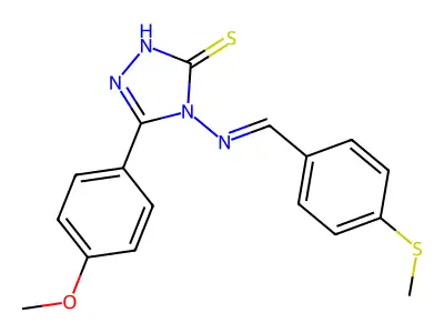 3-(4-methoxyphenyl)-4-[(E)-(4-methylsulfanylphenyl)methylideneamino]-1H-1,2,4-triazole-5-thione structure