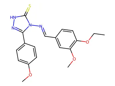 4-[(E)-(4-ethoxy-3-methoxyphenyl)methylideneamino]-3-(4-methoxyphenyl)-1H-1,2,4-triazole-5-thione structure