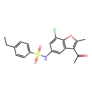 N-(3-acetyl-7-chloro-2-methyl-1-benzofuran-5-yl)-4-ethylbenzenesulfonamide structure