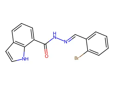N-[(2-bromophenyl)methylideneamino]-1H-indole-7-carboxamide structure