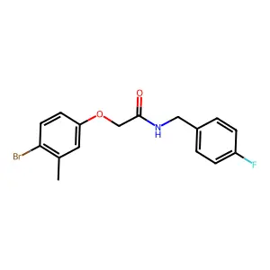2-(4-bromo-3-methylphenoxy)-N-[(4-fluorophenyl)methyl]acetamide structure