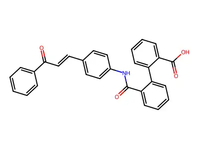 2-[2-[[4-(3-Oxo-3-phenylprop-1-enyl)phenyl]carbamoyl]phenyl]benzoic acid structure