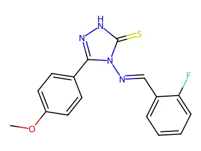 4-[(E)-(2-fluorophenyl)methylideneamino]-3-(4-methoxyphenyl)-1H-1,2,4-triazole-5-thione structure