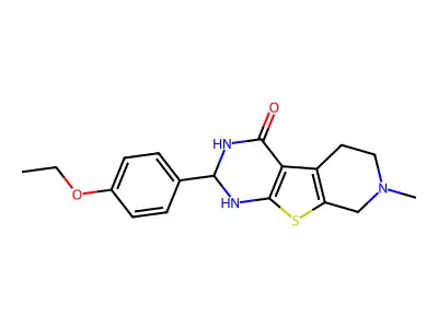 2-(4-ethoxyphenyl)-7-methyl-2,3,5,6,7,8-hexahydropyrido[4',3':4,5]thieno[2,3-d]pyrimidin-4(1H)-one structure